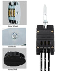 Reflective Rope Hoist 50 Ft 4.5mm Rope 5:1 Block And Tackle System with zinc-plated steel wheels and plastic casing, close-up view