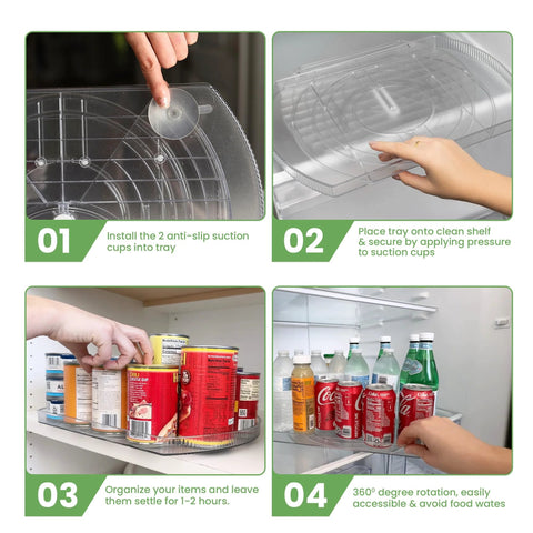 Rotating Refrigerator Lazy Susan Organizer Square For Large 16 Point 5 By 11 Inches Clear PET Turntable installation steps