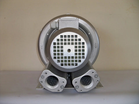 Front view of High Power Regenerative Blower 1.1 HP 220 To 480V Three Phase 103 CFM Airflow 52 InH2O 64 dB Compact Design for industrial use.