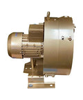 Side view of regenerative blower EKZ 60-70 delivers high air flow at low pressure for pressure or vacuum applications, 35 CFM and 7 PSI.