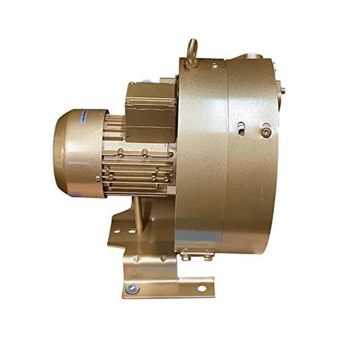 Side view of regenerative blower EKZ 60-70 delivers high air flow at low pressure for pressure or vacuum applications, 35 CFM and 7 PSI.