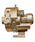 Image of a brass-colored regenerative blower EKZ 60-70 for industrial use, featuring high air flow at low pressure for pressure or vacuum applications.