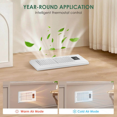Register Booster Fan 4x10 for Home HVAC, 10 Speed Quiet Vent Fan with Negative Ion Technology, Thermostat and Remote, White