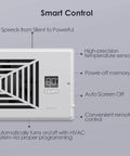 Quiet 4 By 10 Inch Register Booster Vent Fan With 10 Speed Smart Remote And Thermostat Control For HVAC Heating And Cooling Fits 4 By 10 Vents White For Quiet Performance with smart control features.