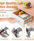 Open drawer showing REGUDA Drawer Slides Ball Bearing 3 Folds Full Extension Side Mount Cabinet Runners Glides Rails 12 inch installed