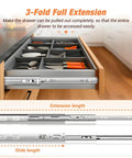 REGUDA Drawer Slides Ball Bearing 3 Folds Full Extension Side Mount Cabinet Runners Glides Rails Track 100 Lbs Load 12 Inch installed