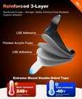 Diagram showing layers of Beefed-Up Mounting Tape with Easy Peel Tabs, 1.57 Inch Round, Heavy Duty Double Sided Tape with Bonding Primer.