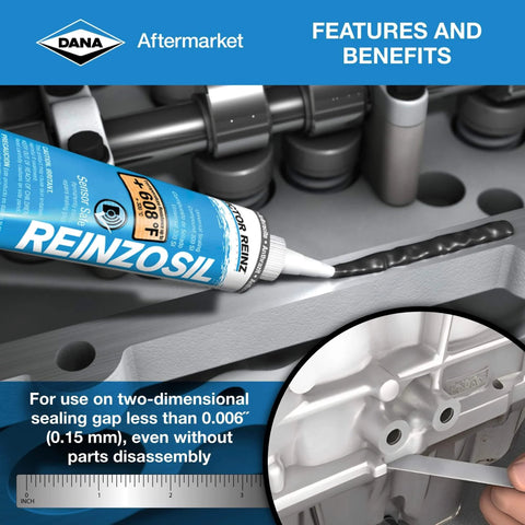 Reinzosil RTV Silicone Sealant Tube, 70 Ml, Universal Automotive Gasket Maker, High Temperature Resistant, applied to metal surface