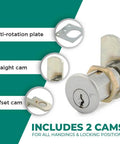 Rekeyable Cam Lock With 1.75 Inch Cylinder KD Keyed Different US26D Chrome Cabinet Lock Grade 1 Security with dual cams