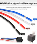 Car Relay Harness 12V 40A SPST 4 Pin With Built In Diode 12AWG Wiring shown with color-coded wires and relay component.