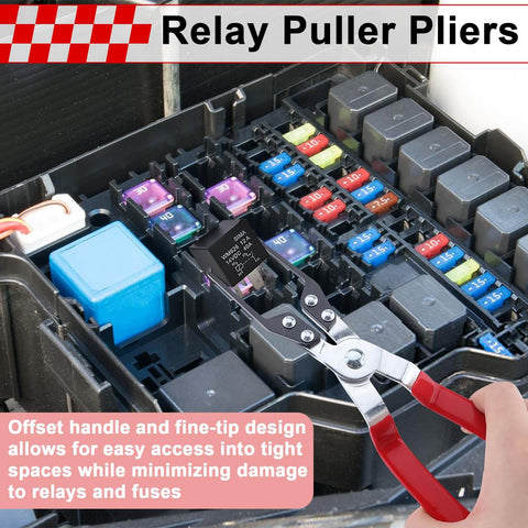 Relay Puller Pliers and Fuse Puller Tool for Cars and Trucks used in automotive fuse box close-up