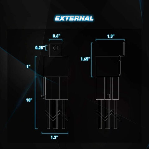 Interlocking 5 Pin SPDT Relay Socket And Wiring Harness Set For 12V Automotive Use dimensions chart