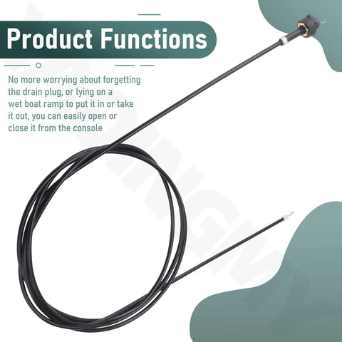 Easily control remote drain plugs from anywhere on the boat with an 8 foot cable for livewells, baitwells, ballast systems.