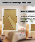 Instructional image showing the use of Heavy Duty Removable Double Sided Tape 40 Pack For Picture Hanging Strips Damage Free Mounting Tape Wall Adhesive For Posters Rugs Carpets Art Crafts Scrapbooks And Projects on a frame