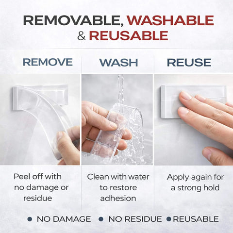 Illustration showing the use of Heavy Duty Double Sided Tape For Indoor And Outdoor Use, Ultra Strong Mounting Tape Without Nails.