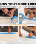 Demonstration of applying Heavy Duty Double Sided Carpet Tape 2 Inch By 25 Feet Keeps Rugs In Place Indoors And Outdoors Non Slip