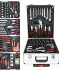 Open view of All In One Home Repair Toolbox With Plumbing And Electrical Tool Sets, Hardware Essentials, showing organized tool slots.