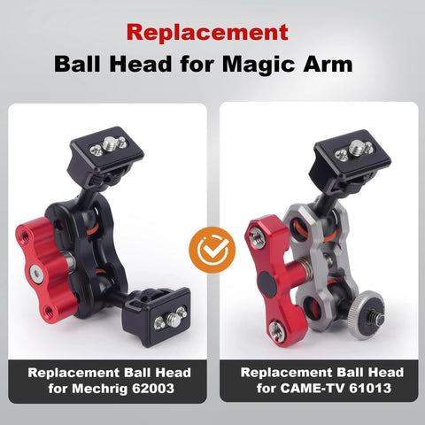 Replacement ball head for Mechrig 62003 and CAME-TV 61013 magic arms.