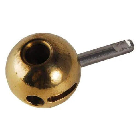 Replacement Brass Ball With Round Post for faucet repair, showing brass ball and stainless steel post
