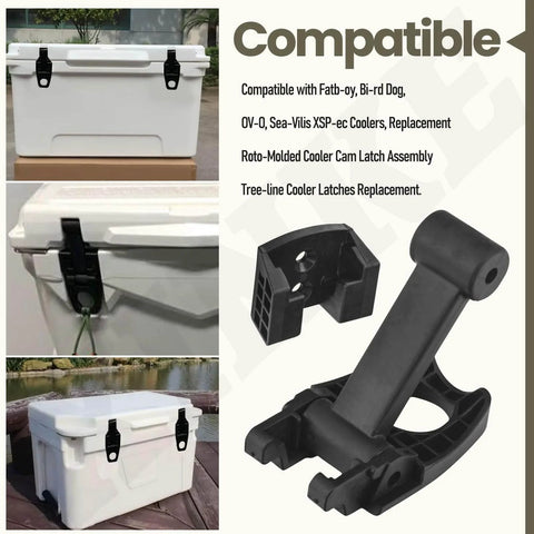 Two pack replacement cam latch set for rotomolded coolers, compatible with Fatboy, Bird Dog, OVO, SeaVilis and Xspec models