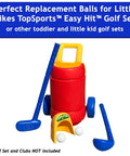 Replacement Golf Balls 2" - Pack of 6 - Oversized Plastic Balls displayed with kids' golf set (set not included)