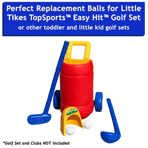 Replacement Golf Balls 2" - Pack of 6 - Oversized Plastic Balls displayed with kids' golf set (set not included)