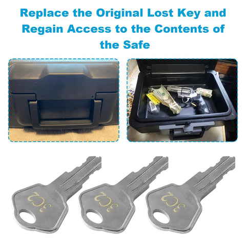 Three Replacement Keys for 3C2 Safe Locks provide fast, secure access to safes, file cabinets, and desks; this cost-effective 3-piece set