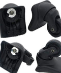 Replacement Luggage Wheel Repair Set with Spinner Casters Model W044 showing four PVC and PP caster wheels from various angles.