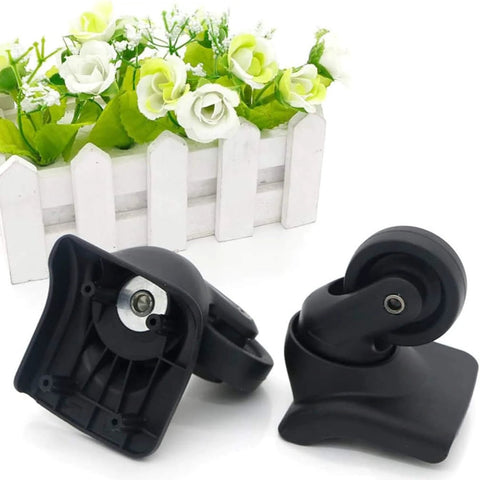 Replacement Luggage Wheel Repair Set with Spinner Casters Model W044 showing two PVC and PP wheels with bearings.