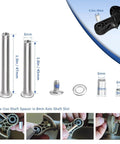8 Pcs Luggage Wheels Replacement Kit with 2 Inch TPU Rubber Double Row Spinner Wheels includes bolts and spacers for repairs.