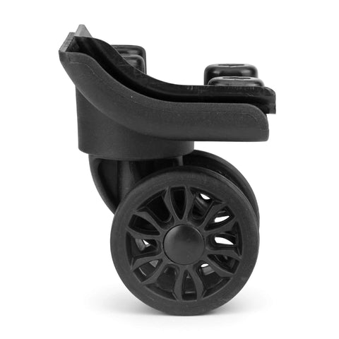 Replacement Luggage Wheel W149-2 Dual Spinner Wheels for Suitcase Repair side view showing dual wheel design and black material.