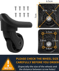 Replacement Luggage Wheel Suitcase Repair Spinner Wheels Model W149 with screws, detailed size measurements and smooth design.