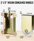 Sliding Mirror Door Rollers Replacement For Wood Framed Doors One And A Half Inch Nylon Concave Ball Bearing Wheel Two And A Half Inch Mounting Hole Height Two Pack Compatible With N 6870 Delivers Smooth Glide And Quiet Operation
