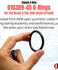 Hand holding Replacement Plunger O Rings For Three Tier Sink Drains Easy Install Fits 3 Inch And Three Point Five Inch Twist Waste Valves Compatible With Part Number 010389 045 Rubber Stopper O Ring Set Four Pack