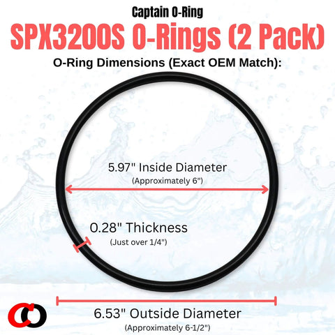 Replacement O Ring SPX3200S Strainer Cover Seal for Hayward TriStar EcoStar Pool Pumps, dimensions shown, 2 pack