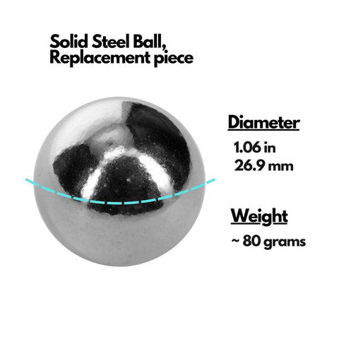 Replacement Steel Ball for Shoot The Moon Game & Pinball - 1.06 Inch (26.92 mm) Steel Balls, showing size and weight