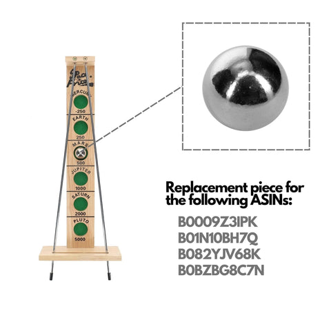 Replacement Steel Ball for Shoot The Moon Game & Pinball - 1.06 Inch (26.92 mm) Steel Balls with arcade game illustration.