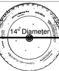 Replacement wheelbarrow wheel air filled 13-inch tread pattern front view with 14-inch diameter measurement