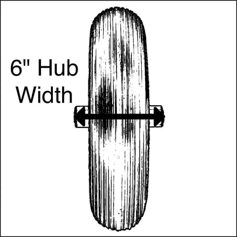 Top view of a 6-inch hub width wheel for ✝️ Replacement wheelbarrow wheel air filled 13"- for 4 cubic ft. wheelbarrow wheels.