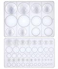 Cabochon Gem Resin Silicone Molds For Jewelry Making And Cake Decorating Set Of 2 Trays With Faceted And Round Domes 62 Cavities Total Diameter Range 0.2 To 2.3 Inches DIY Friendly For Epoxy Resin UV Resin Urethane Resin Polymer Clay Cement Soap Candles