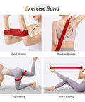 Exercises using red resistance band included in 5 In 1 Deep Tissue Massage Set With Foam Roller, Trigger Point Roller Stick, Massage Ball, Resistance Band And Yoga Stretch Band For Full Body Recovery, Pilates And Fitness Training, Portable Black Red