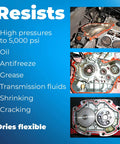 Image showing engine components sealed with High Temp Red RTV Silicone Sealant 3 Oz Tube Sensor Safe Gasket And Hose Sealant For Auto, Appliances And DIY Projects, -70 To 650 Degrees F, Full Cure In 24 Hours.