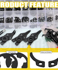 All In One Retaining Rings Kit With 312 Pieces 21 C Clip Sizes 4Mm To 28Mm And 10 E Clip Sizes 1.5Mm To 10Mm Plus 4 In 1 Snap Ring Pliers And Tweezer By Mardatt featuring organized clips in box