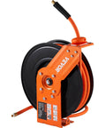 Retractable Air Hose Reel, 3/8 IN x 50 FT Hybrid Air Hose Max 300PSI, Ceiling/Wall Mount Heavy Duty Single Arm Steel Reel, close-up view