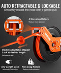 Retractable Air Hose Reel, 3/8 IN x 50 FT Hybrid Air Hose Max 300PSI, Air Compressor Hose Reel with 5 ft Lead in, Single Arm Steel Reel.