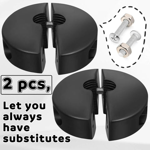 Two black rubber bumpers and mounting hardware from All In One Retractable Air Hose Stopper Kit For Spring Driven Hose Reels.