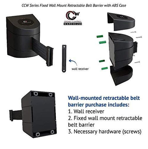 WMB-230 Fixed Wall Mount Retractable Belt Barrier With 30 Foot Belt In Yellow Caution Do Not Enter ABS Case components