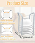 Diagram of 2 Pcs Bowl Rack for Kitchen Cutlery showing telescopic adjustable size for stacking bowls and plates.
