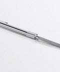 Compact blue handle glass repair file with carbide steel and diamond grit; retractable 5.42 inch design shown in side view