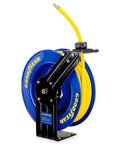 Retractable Air Hose Reel With 3/8 Inch By 50 Foot SBR Rubber Hose, Heavy Duty Industrial Steel, Single Arm Construction, Max 300 PSI